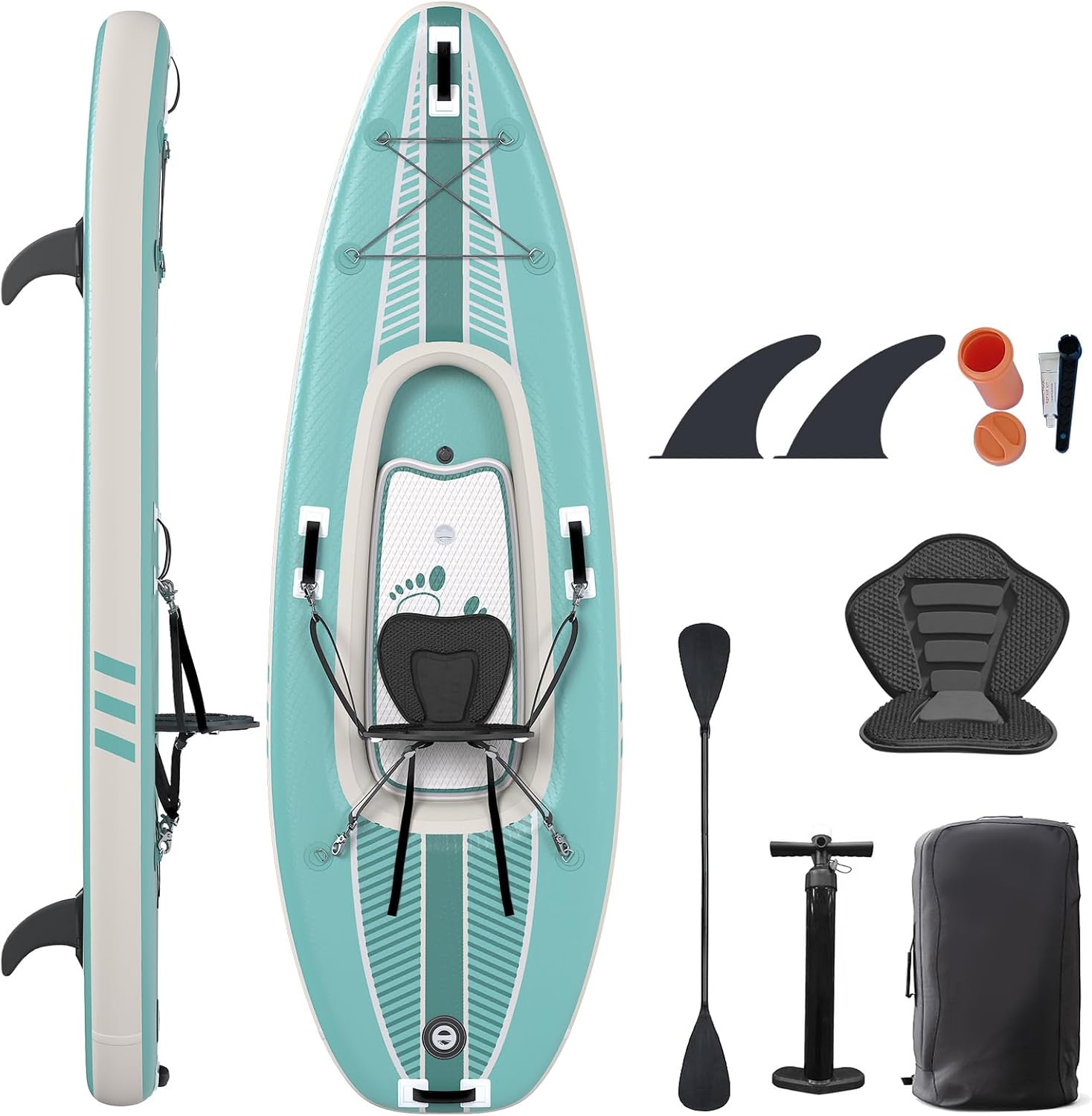 Drop Stitch Touring Kayak 1 Person - Lightweight Portable 1-Person Inflatable Kayak with