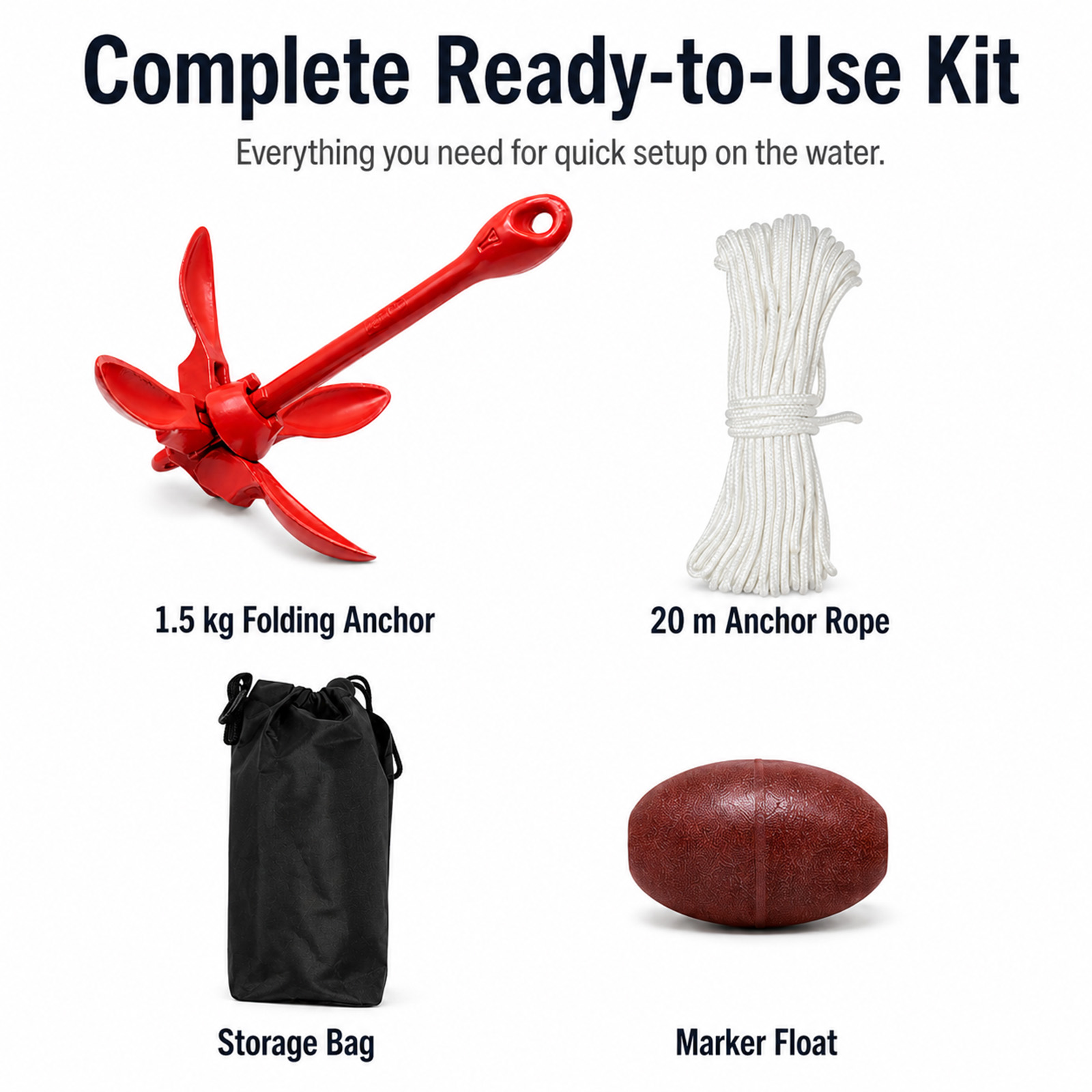 1.5kg Marine Kayak Anchor Kit  - Kayak Anchor Kit Folding 1.5Kg review and price